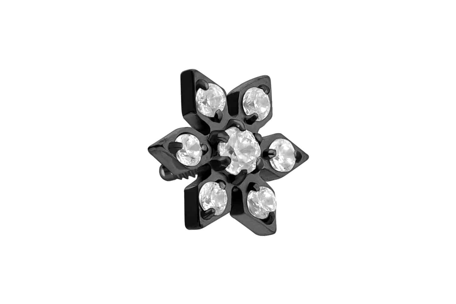 Titan Schraubaufsatz mit Außengewinde KRISTALLBLUME von Piercingline